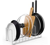 Forlivese Organizador de Sartenes,Organizador Tapas Ollas con 9 Compartimentos, Soporte para Sartenes y Tabla de cortar de Cocina Guardar en el Armario