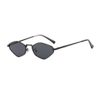 FORLUZ Gafas de sol poligonales con montura metálica pequeña, estilo vintage, modernas, de lujo, estilo punk, para conducir y viajar, con protección UV400 (negro y gris).