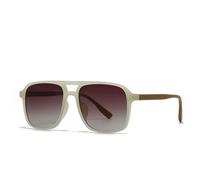 FORLUZ Gafas de sol retro con doble puente y remaches para hombre y mujer, en tonos negro y amarillo, con protección UV400 (C8 Beige Tea).