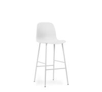 Form Taburete de Bar con Respaldo Al. 75 cm Blanco/ Acero Blanco