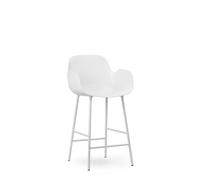 Form Taburete de Bar con Respaldo y Reposabrazos Al. 65 cm Blanco/ Acero Blanco
