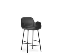 Form Taburete de Bar con Respaldo y Reposabrazos Al. 65 cm Negro/ Acero Negro