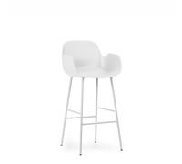 Form Taburete de Bar con Respaldo y Reposabrazos Al. 75 cm Blanco/ Acero Blanco