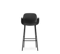 Form Taburete de Bar con Respaldo y Reposabrazos Al. 75 cm Negro/ Acero Negro