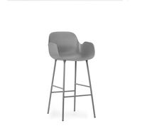 Form Taburete de Bar con Respaldo y Reposabrazos Alt. 75 cm Gris/ Gris Acero