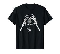 Forma de amor de mano esqueleto emparejada con telaraña estado de ánimo gótico Camiseta