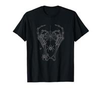 Forma de amor de mano esqueleto estilizada con telaraña para Camiseta