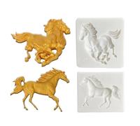 Forma de caballo - 2 Uds Suministros para hornear de silicona, herramientas de moldeo de fondantes, molde de caramelo de chocolate flexible Fabricación detallada de diseños de animales | Hogar