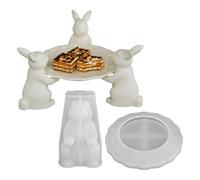 Forma De Conejo Pascua - Bandeja En Forma De Paleta Tormen De Silicona, Platos De Frutas 3D Únicos Hecho De Silicona, Artístico Para Fiestas Oficina Sala De Estar Escritorio Escuela Dormitorio