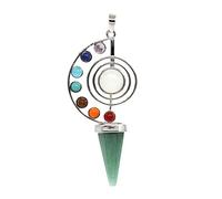 Forma de cono Péndulo de piedra natural Cristal Yoga 7 Chakra Espiral Cono hexagonal Colgante Péndulos para radiestesia Péndulo-Aventurina verde