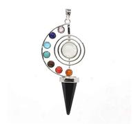 Forma de cono Péndulo de piedra natural Cristal Yoga 7 Chakra Espiral Hexagonal Cono colgante Péndulos para radiestesia Pendul-Black Onyx