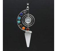 Forma de cono Péndulo de piedra natural Cristal Yoga 7 Chakra Espiral Hexagonal Cono colgante Péndulos para radiestesia Péndulo-Cristal blanco