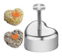 Forma de corazón de acero inoxidable sin pie en forma de sushi en forma de corazón, forma antiadherente, fabricante de onigiri, prensa, forma de acero inoxidable Onigiri, forma de bola de arroz en