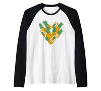 Forma De Corazón Piñas Piña Camiseta Manga Raglan