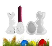 Forma de estatua de conejito de Pascua - Molde de silicona para velas de té, forma de candelabro | conejo animal cemento yeso resina epoxi molde de silicona, portavelas para fundición de resina