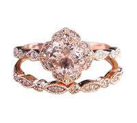 Forma de flor Anillo de Oro Rosa Anillo de Compromiso Anillo de Bodas Juego de Anillo de Diamante Completo Tamaño 5 10 de Los Anillos Juegos, 8, Metal, Sin piedras preciosas