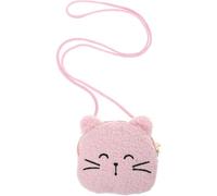Forma de Gato Bolso Bandolera de Peluche para Niñas | Poliéster Rosa, Suave y Ligero, Uso Escolar y Exterior, Estilo Kawaii, Monedero Infantil