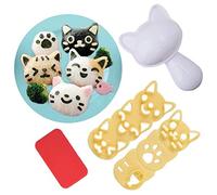 Forma de Gato Molde de Arroz Onigiri Maker Molde 3D Bola de Arroz Molde DIY Set Sushi Gato en Forma de Bola de Comida Molde Bandeja Herramientas de Cocina Triángulo Clásico Bola de Arroz Kit(Blanco)