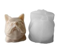 Forma de vela con forma de cabeza de perro, aromaterapia, forma de jabón, formas de cera duradera, adorno de gel de sílice para cumpleaños y fiestas