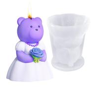 Forma de vela de oso de boda, flexible, hecha a mano, antiadherente, diseño fácil de disolver, artesanía de resina para velas perfumadas, jabón, yeso, aromaterapia, regalos decorativos