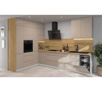 Forma L Cocina Pequeña Avellino 200x330cm Extensión Parcial Gris Piedra Acrílico