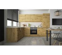 Forma L Cocina Pequeña Fiuggi Bloque de Cocina 200x275cm Extensión Parcial Roble