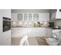 Forma L Cocina Pequeña Tivoli Bloque de 365x228cm Blanco Frontal Señal Semi Mate