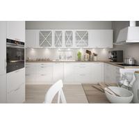 Forma L Cocina Pequeña Tivoli Bloque de 365x228cm Blanco Frontal Señal Semi Mate