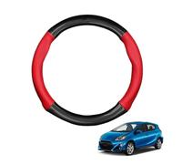 Forma Redonda Funda Volante Coche para Prius C Aqua 2011-2021 Fibra de Carbono y Cuero PU de Microfibra Antideslizante Transpirable Estilo Deportivo Accesorios Coche,Red
