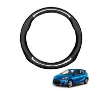 Forma Redonda Funda Volante Coche para Prius C Aqua 2011-2021 Fibra de Carbono y Cuero PU de Microfibra Antideslizante Transpirable Estilo Deportivo Accesorios Coche,Black