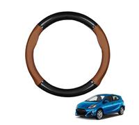 Forma Redonda Funda Volante Coche para Prius C Aqua 2011-2021 Fibra de Carbono y Cuero PU de Microfibra Antideslizante Transpirable Estilo Deportivo Accesorios Coche,Light Brown