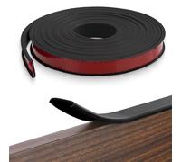 Forma U Cinta de Madera Cantos, 16mm x 5m TPE Flexible Protector de Bordes Plegable Cinta de Chapa, Adhesiva Perfil Goma Cantoneras Cubrecantos para Protección y Reparación de Gabinetes de Mesa, Negro