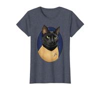 Formación de Gatos Sulu de Star Trek Camiseta, Mujer, Azul Jaspeado, L