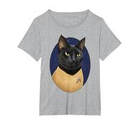 Formación de Gatos Sulu de Star Trek Camiseta, Mujer Tallas Grandes, Gris Jaspeado, 6XL Grande