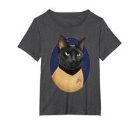 Formación de Gatos Sulu de Star Trek Camiseta, Mujer Tallas Grandes, Jaspeado Oscuro, 1XL Grande
