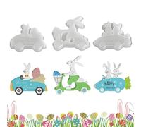 Formador de resina de conejito: de fundición artesanal, trío de moldes de silicona de Pascua con cavidades antiadherentes flexibles, creador de navideños que apoyan proyectos de escult