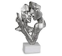 Formano Escultura de busto con pedestal, 19 x 32 cm, hecha a mano, color blanco y plateado