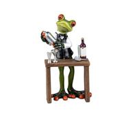 formano Figura de camarero de ranas divertida, 16 cm, pintada a mano, piedra artificial, escultura de rana