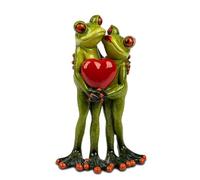 Formano Figura de rana con corazón - Divertida estatuilla decorativa con ranas enamoradas, aprox. 16 cm, pintado a mano
