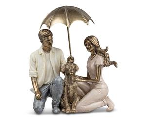 formano Figura decorativa de pareja con escultura de perro, 18 x 16 x 9 cm, pintada a mano, poliresina, multicolor, regalo encantador, protección y protección, pantalla extraíble, detallada