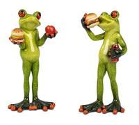formano Juego de 2 ranas con hamburguesa de rana - Divertidas ranas 16 cm - Figura decorativa pintada a mano escultura de piedra artificial