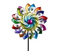 formano Molinillo de viento de metal para jardín, 124 cm, decoración de jardín, decoración de flores, antipalomas, pájaros, piedras acrílicas, figura de jardín, decoración exterior, carillón de