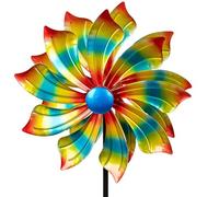 formano Molinillo de viento de metal para jardín, con rodamiento de bolas, diámetro de 29/123 cm, molino de viento, con estaca, resistente a la intemperie, decoración de jardín para arriates, césped y