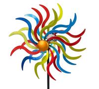 formano Molinillo de viento de metal para jardín, con rodamiento de bolas, diámetro de 30/123 cm, molino de viento, con estaca, resistente a la intemperie, decoración de jardín para arriates, césped y