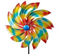 formano Molinillo de viento de metal para jardín, con rodamiento de bolas, diámetro de 40/128 cm, molino de viento, con estaca, resistente a la intemperie, decoración de jardín para arriates, césped y