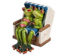 formano Preciosa pareja de vacaciones, pareja de ranas en silla de playa, Froschhausen, aprox. 16 cm de alto, figura coleccionable