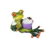 formano Rana con palomitas de maíz y bebida - Figura decorativa pintada a mano - Decoración divertida para salón, baño y cocina - Regalo original