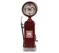 formano Reloj de pie de metal para gasolinera, 40 cm, diseño de ruta 66, unidad de cuarzo, 1 pila AA, reloj decorativo vintage para salón, oficina y estantería en estilo industrial
