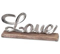 formano Texto decorativo de aluminio sobre base de madera, 26 x 12 cm, elegante decoración de mesa de madera de mango maciza y metal plateado para salón, dormitorio y como idea de regalo