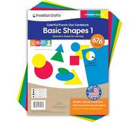 Formas básicas 1: círculos, triángulos, cuadrados, óvalos, 676 piezas de cartulina hechas en Estados Unidos, formas geométricas perforadas en 3 tamaños y 4 colores primarios para matemáticas, juego de